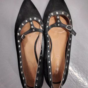 Beautiful Suede and Leather Shoes with Silver accents.